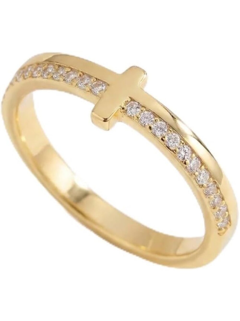 Gold Cross Ring for Women | Minimalist Faith Stacking Ring | Tarnish-Resistant